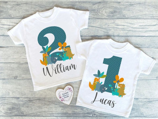 Personalised Dino Themed Birthday T-shirt