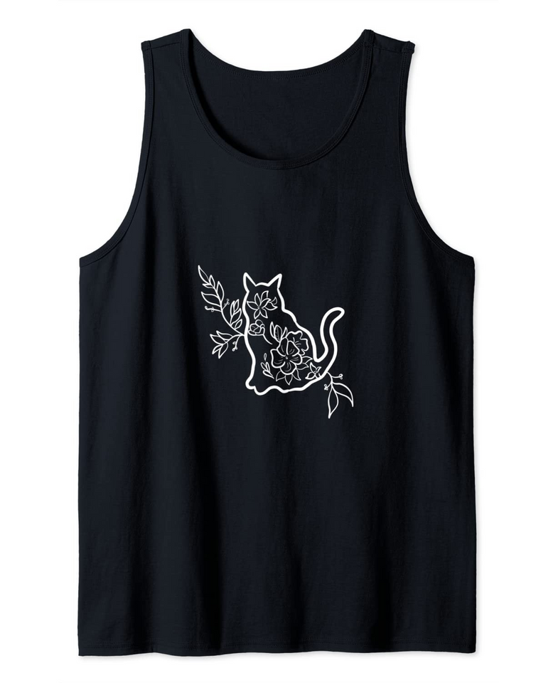 Floral Kitten Cat Lover Tank Top
