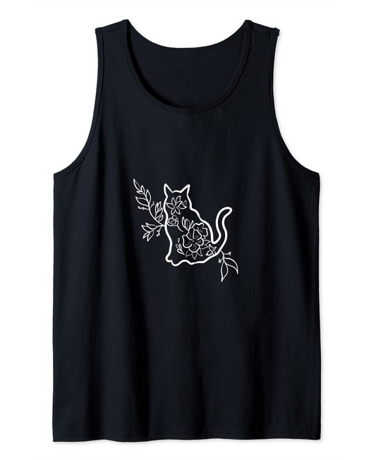 Floral Kitten Cat Lover Tank Top