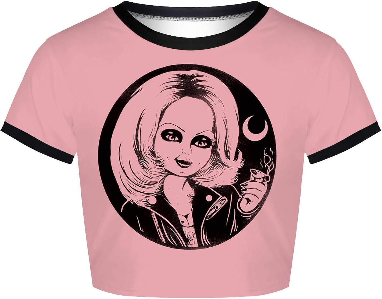 Womens Crop Tops Summer Casual Short Sleeve Goth Halloween Graphic Cropped T Shirts
