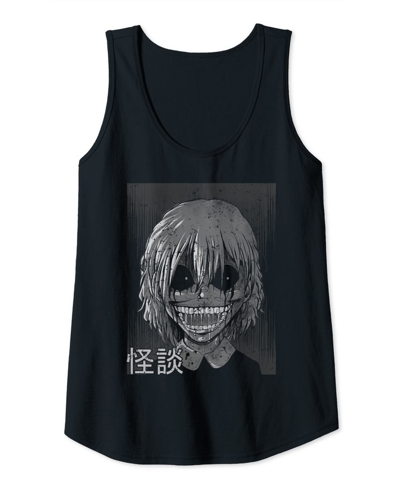 Womens Japanese Horror Aesthetic Kaidan Ghost Stories Creepy Zombie Tank Top