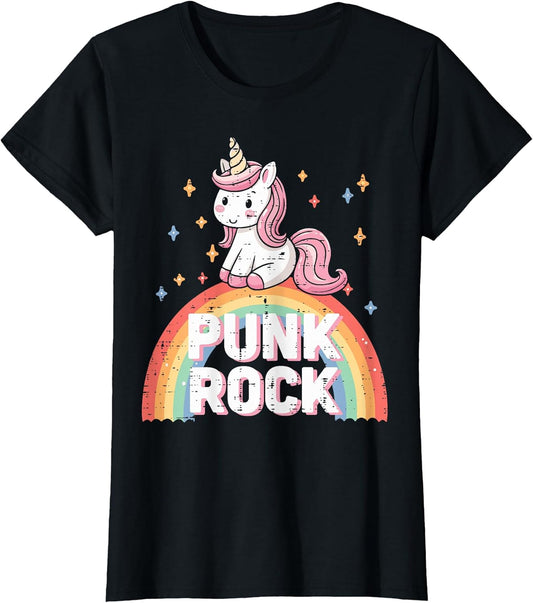 Music Rocker Unicorn Punk Rock Cute Toddler Girls Kids Women T-Shirt