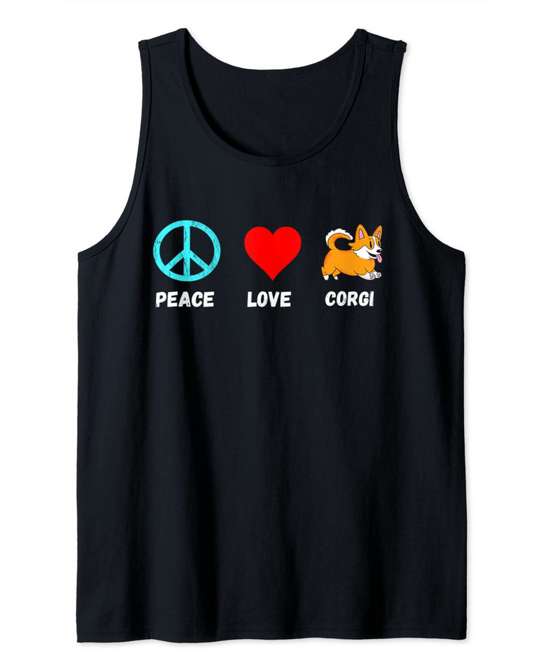 Love Peace Pembroke Welsh Corgi Tank Top