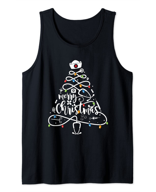 Merry Christmas Tree Lights Pajamas Tank Top