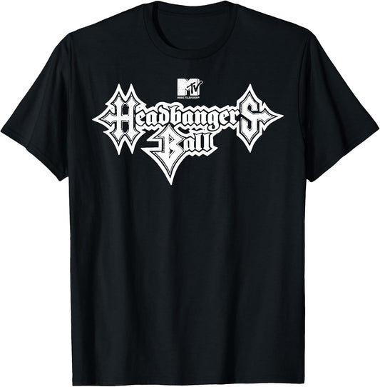 Headbangers Ball: Classic Fit, Round Neck, Short Sleeve Black Metal Text T-Shirt