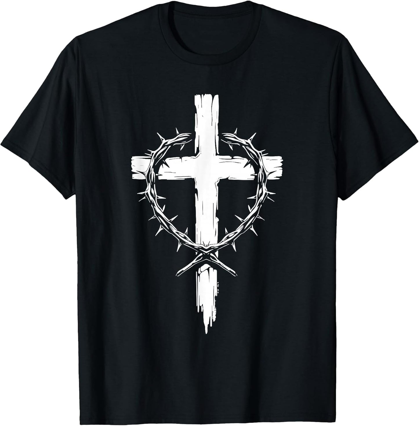 Christian Cross Punk Art Style Crown of Thorns Jesus Christ T-Shirt
