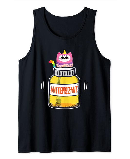 Antidepressant Cat Anxiety Cute Kitten Lover Pills Gift Tank Top