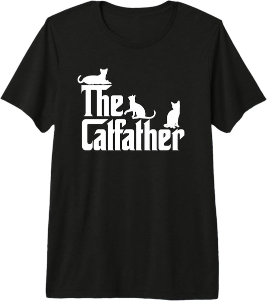 The CatFather Funny Cat Dad T Shirt Cat Lover Gifts for Men Premium Tri-Blend T-Shirt