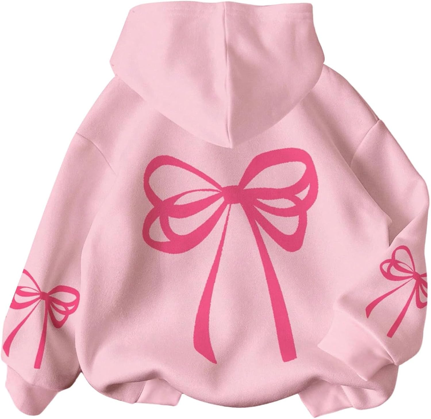 Girl's Bow Graphic Cute Y2K Hoodies Long Sleeve Hooded Sweatshirts Fall Pullovers Tops