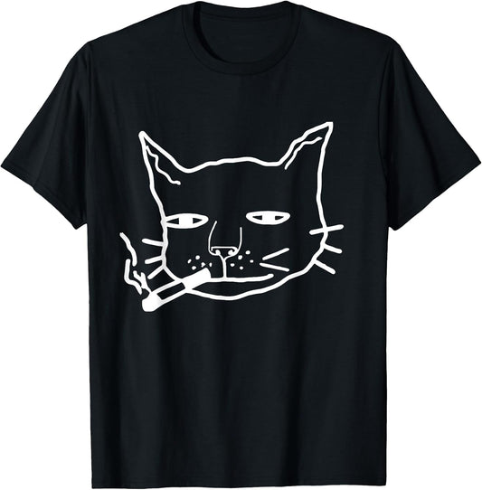 Smoking Cat with Cigarette - Cat Lovers T-Shirt for Men Women