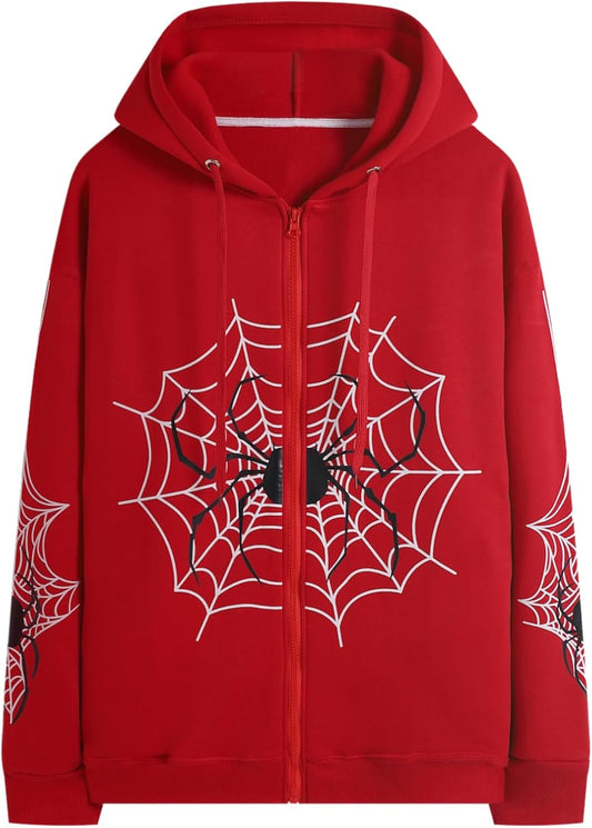 Spider Graphic Hoodies Y2k Zip Up Hoodie Men Women Oversized Sweatshirts Y2k Jacket Streetwear Vintage Tops