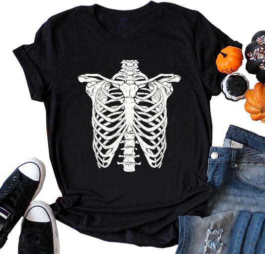 Womens Novelty T Shirts Don't Worry I Got Your Back Funny Halloween Shirts Horror Skull Printed Graphic Tee Tops