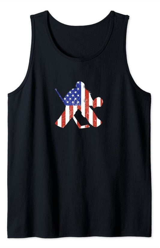 Vintage American Flag Female Hockey Player Patriotic USA Tank Top