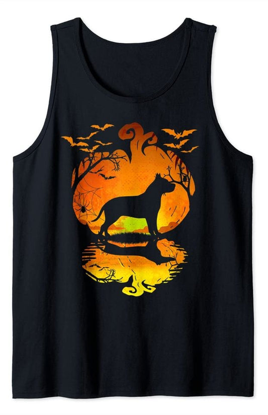 Pitbull Silhouette Tank Top Pumpkin Halloween Costume