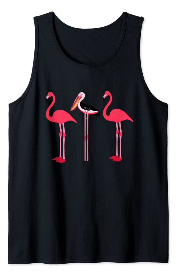 Funny Pink Flamingo Lover Pelican Disguise Tank Top