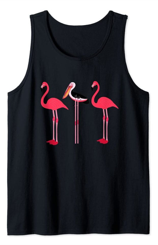 Funny Pink Flamingo Lover Pelican Disguise Tank Top