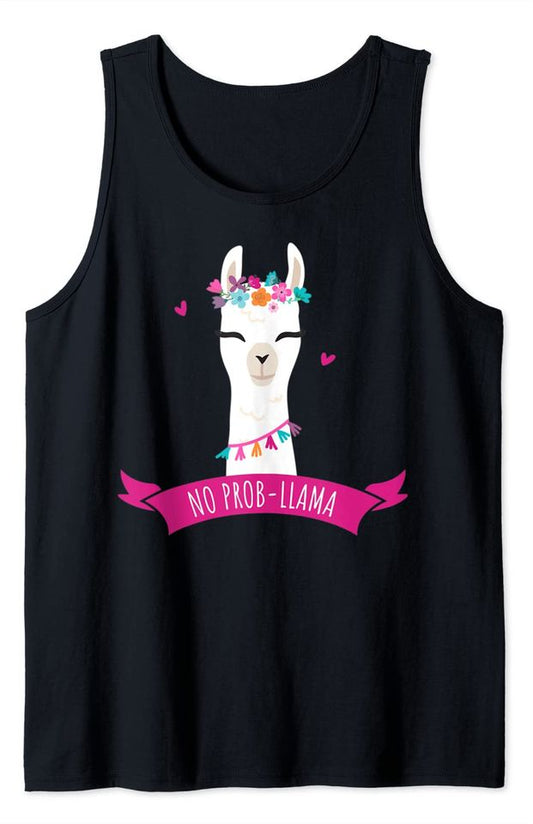 No Probllama Tank Top Gift Funny No Prob-Llama Animal Lover