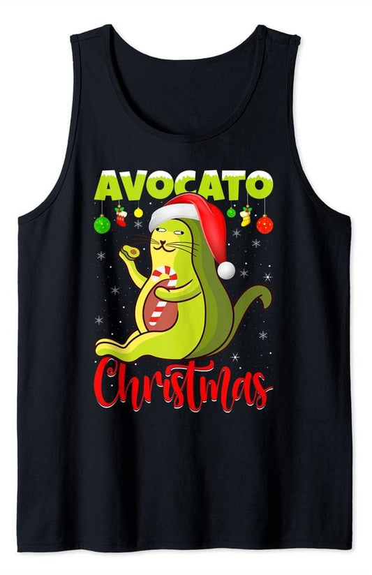 Avocato Funny Cute Cat Avocado Vegan Christmas Tank Top