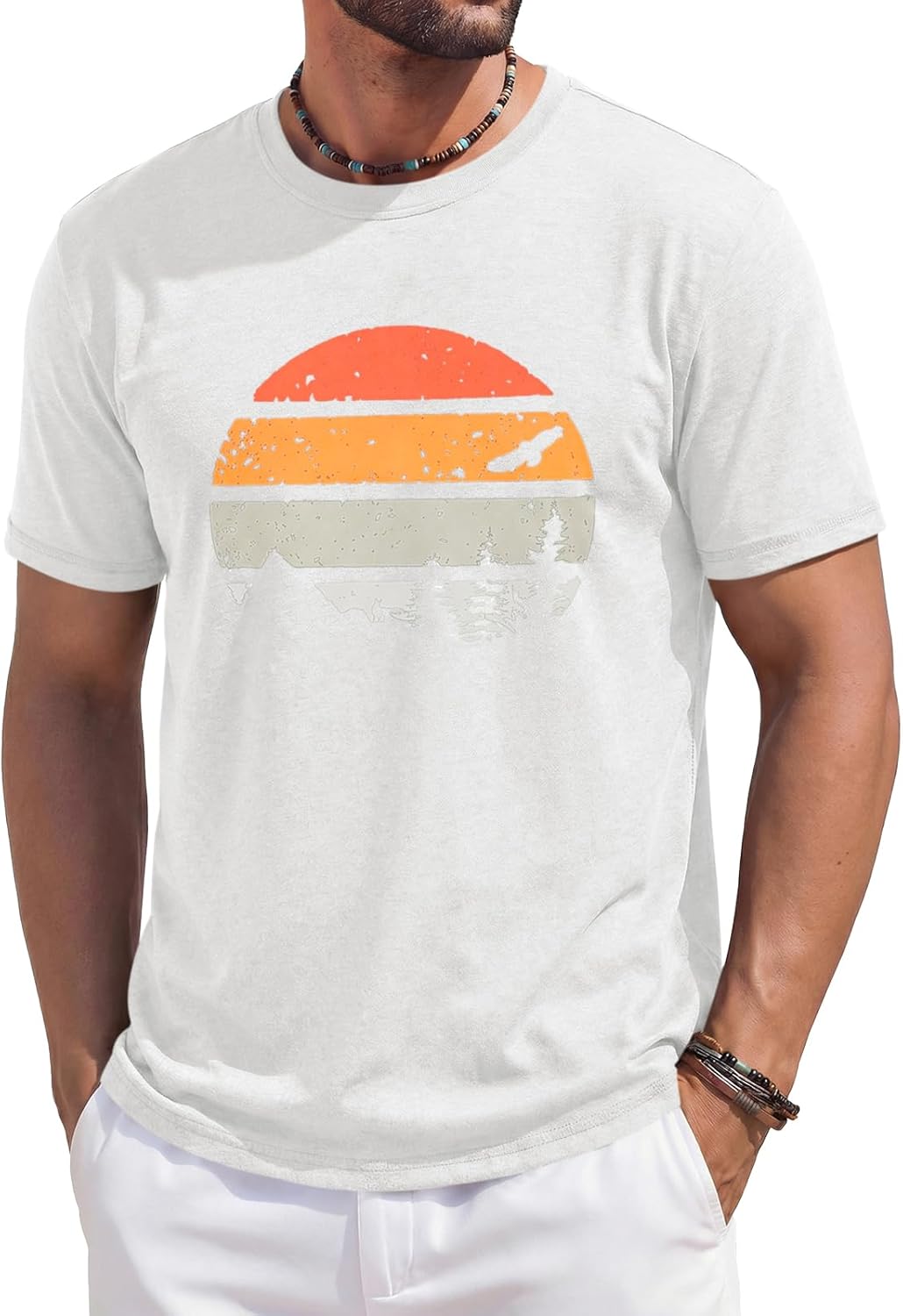 Mens Short Sleeve T-Shirts Casual Graphic Printed Tee Tops Crewneck Summer Beach Hawaiian Vintage Shirt