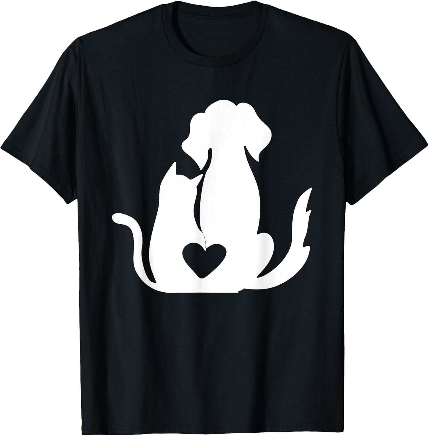 Cute Cat and Dog Cuddling for Pet Owners Kitty Puppy Lovers T-Shirt