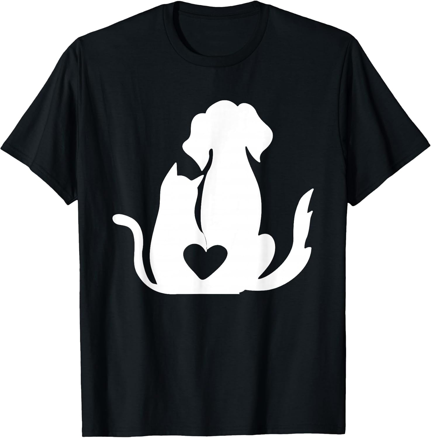 Cute Cat and Dog Cuddling for Pet Owners Kitty Puppy Lovers T-Shirt