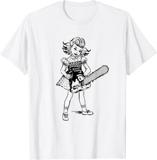 Chainsaw Girl Punk Goth Horror Fan T-Shirt Small