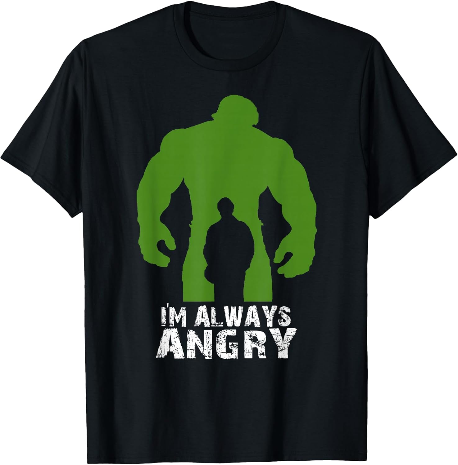 I'm Always Angry Superhero T-Shirt - Black, Unisex-Adults, Short Sleeve, Fitted, Small