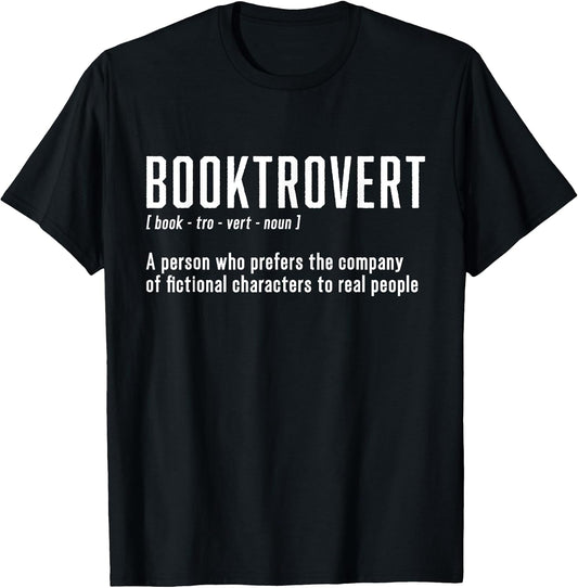 Hilarious Booktrovert Definition & Book Lover Tees