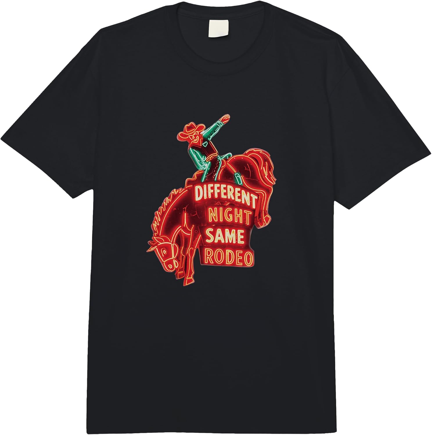 Different Night Same Rodeo Neon Sign Comfort Colors Adult Heavyweight T-Shirt