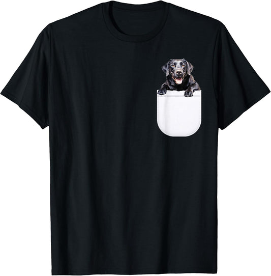 Black Labrador Dog in Pocket, Black Lab Dog Owners Lover T-Shirt