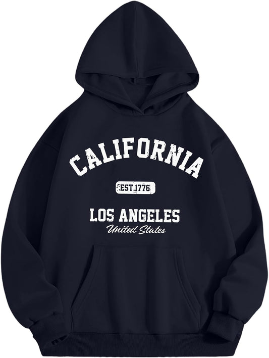 Girls Los Angeles Hoodie California Sweatshirt for Teens Cute Preppy Kids Hoodies Aesthetic Letter Graphic Pullover