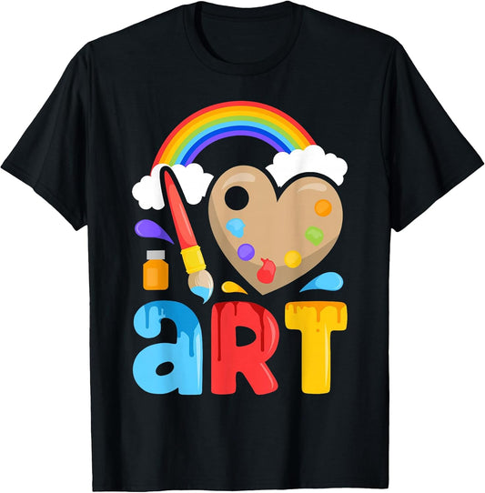 I Love Art Artist Painter Colorful Painting Gifts Kids Girls T-Shirt Small