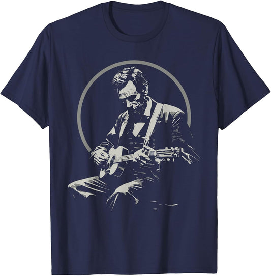 BluegrassGarage - Abraham Lincoln Playing Guitar Retro Music T-Shirt