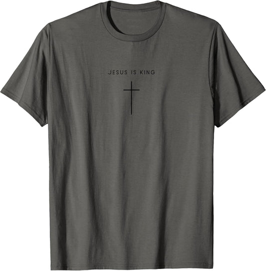 Jesus is King Cross - Minimalist Christian Jesus Christ T-Shirt
