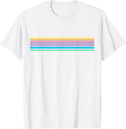 Simple Minimalist Retro Vintage Rainbow Stripe Line Bar Art T-Shirt