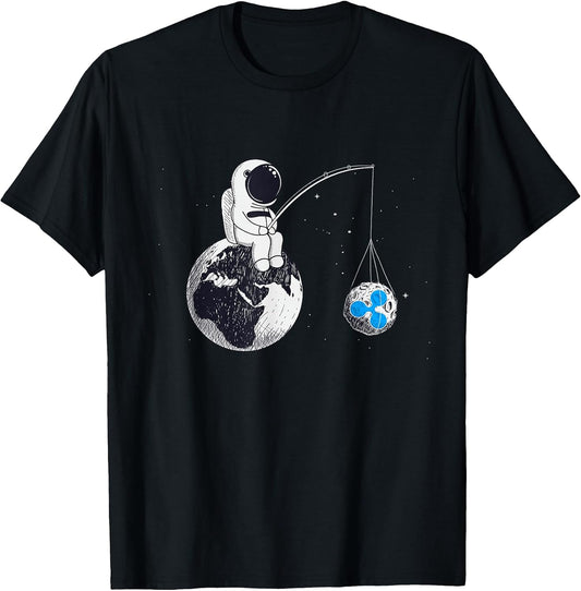 Astronaut Fishing The Ripple XRP Logo Crypto