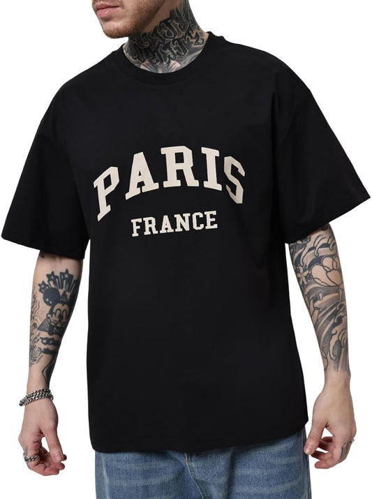 Men's Letter Graphic Tees T Shirts Round Neck Short Sleeve Summer Tops
