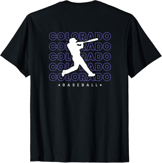 Colorado Baseball Backprint Retro Minimalist Baseball Lover T-Shirt