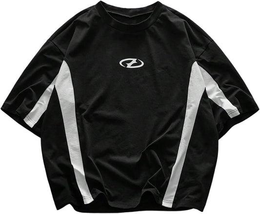 Men's Number Graphic Oversized Jersey Shirts Short Sleeve Crew Neck Baggy Summer T Shirt