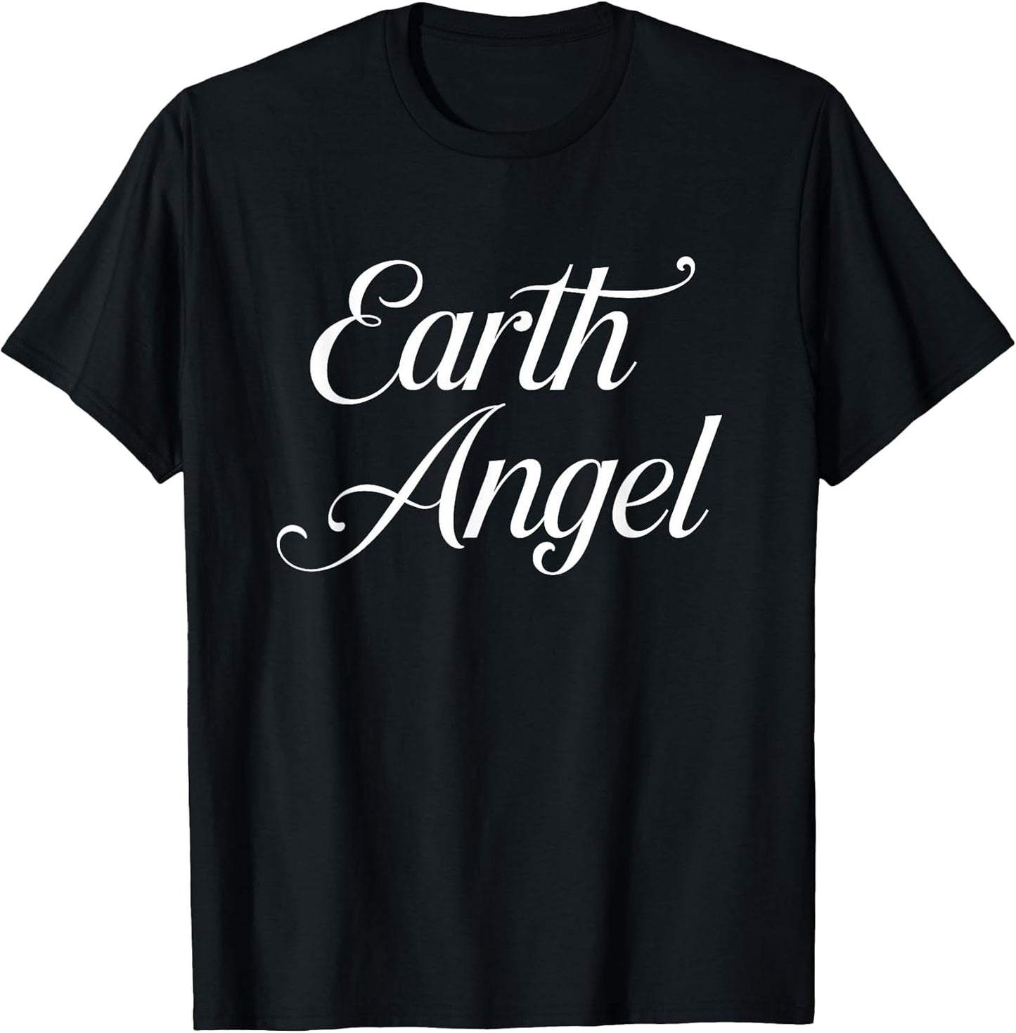 Unisex-Child T-Shirt, Black, Small, Short Sleeve, Crew Neck, Classic, Lightweight, Earth Angel
