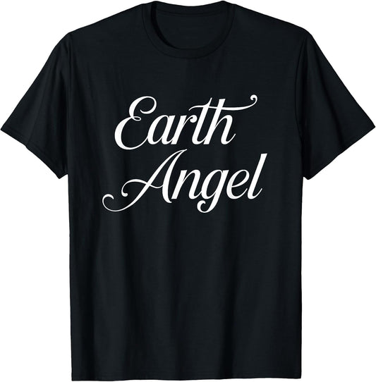 Unisex-Child T-Shirt, Black, Small, Short Sleeve, Crew Neck, Classic, Lightweight, Earth Angel