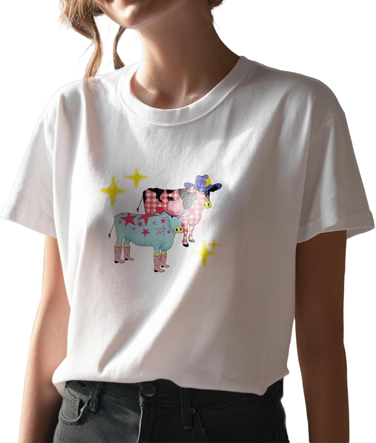 Women Y2K Retro Holiday Graphic Cotton T-Shirts Oversized Soft Washed Tee for Valentine's Day