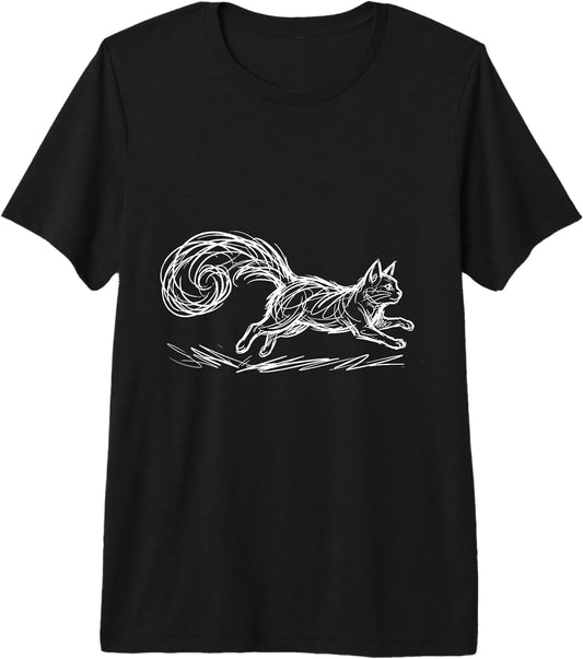 Funny Scribble Cat Minimalist Line Art Sketch