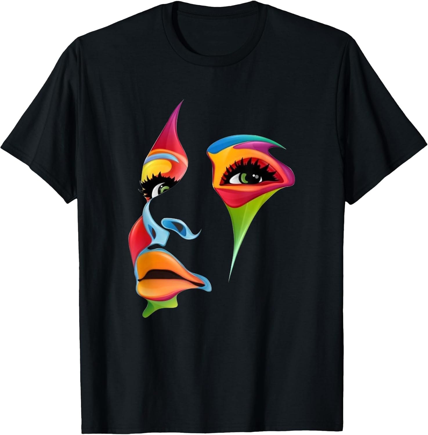 Abstract Colorful Woman Art Face T-Shirt Small