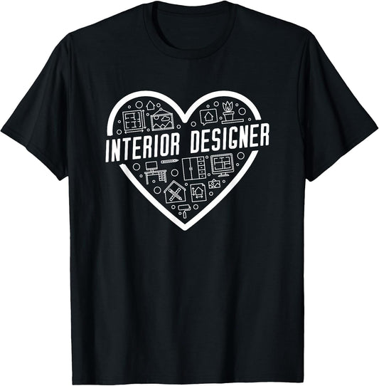 Interior Designer Heart Outline Design for Room Decorators T-Shirt
