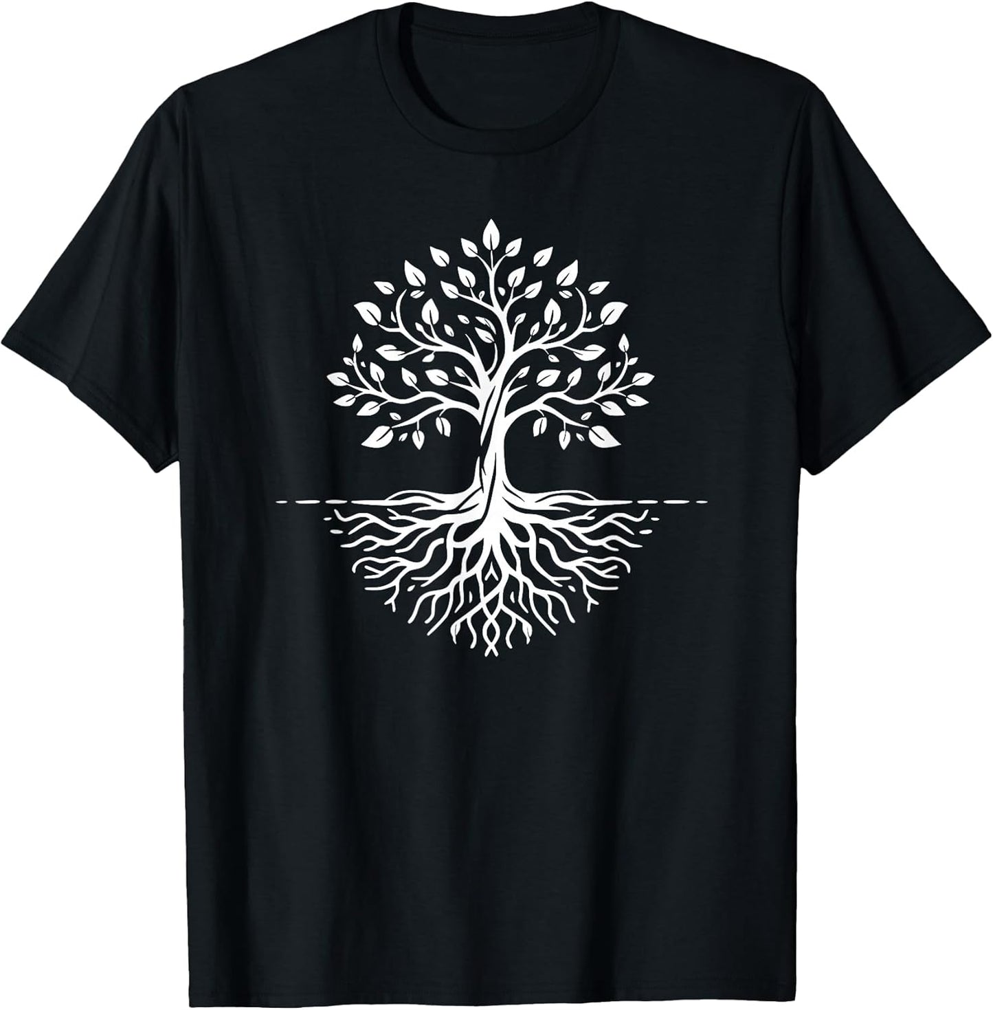 Minimalist Tree with Roots T-Shirt, Small, Black