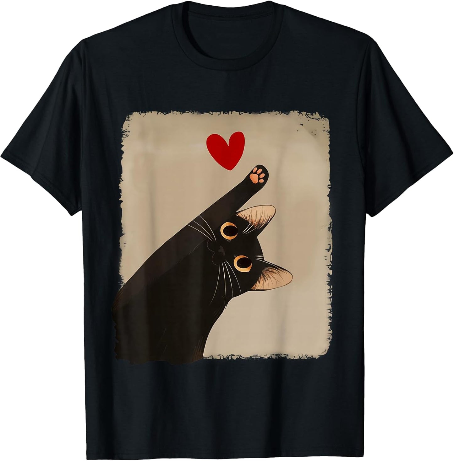 Cute Black Cat Heart Kawaii Vintage Design