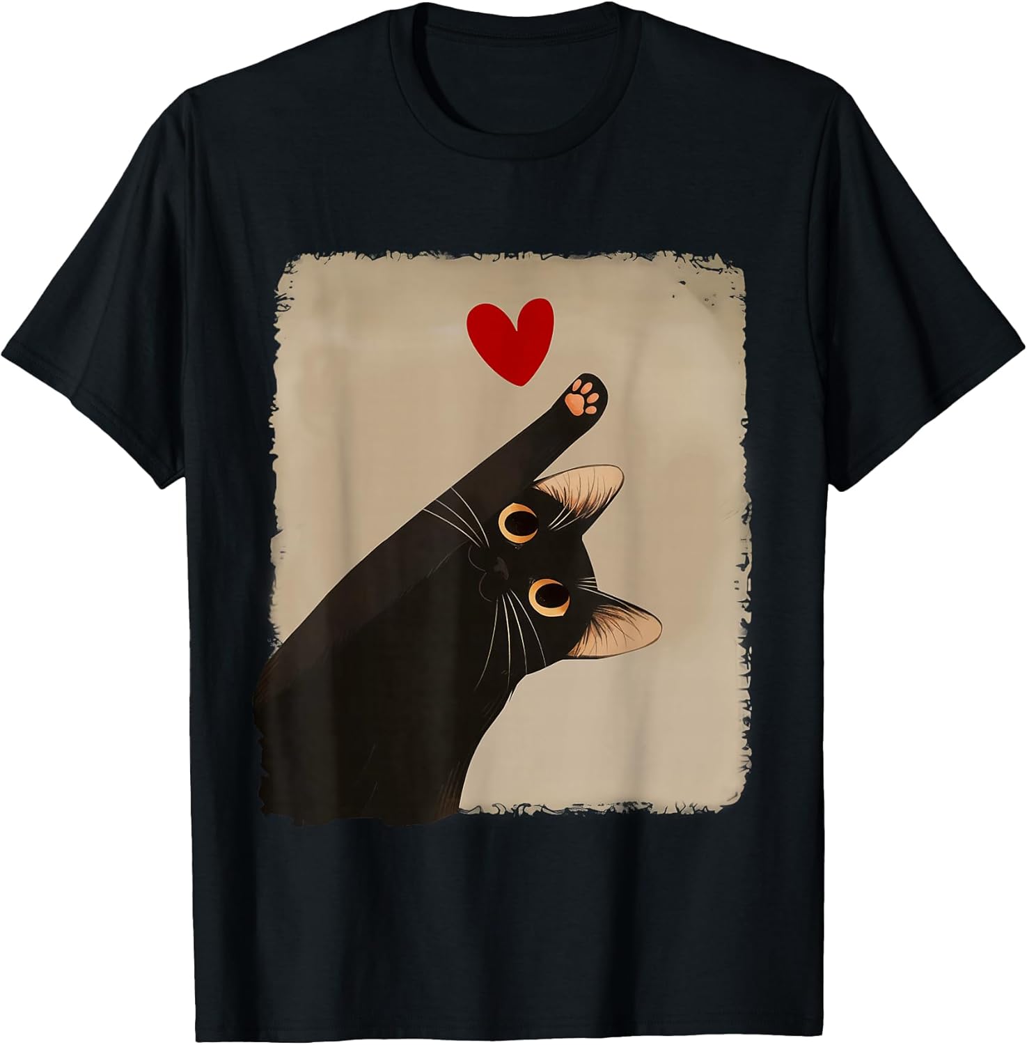 Cute Black Cat Heart Kawaii Vintage Design