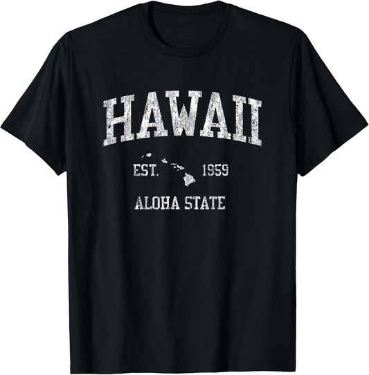 Hawaii T-Shirt Vintage Sports Design Hawaiian Islands HI Tee T-Shirt