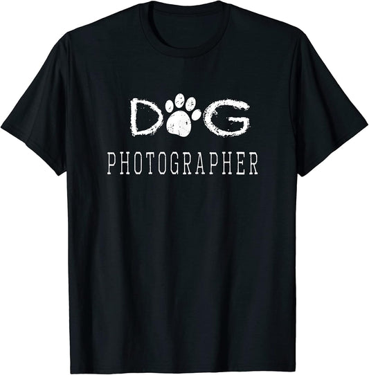 Dog Photographer Funny Dog Lover Distressed Men Women Kids T-Shirt